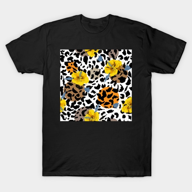 Animal Print and Flower Design T-Shirt by Vibrant Vista